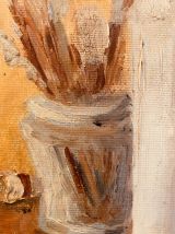 Petit tableau huile sur toile nature morte « atelier »