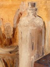Petit tableau huile sur toile nature morte « atelier »