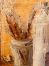 Petit tableau huile sur toile nature morte « atelier »