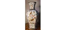 vase aux oiseaux ceramique BOHEMIA porcelaine 1960 37x17 bel
