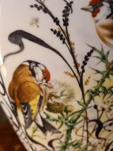 vase aux oiseaux ceramique BOHEMIA porcelaine 1960 37x17 bel