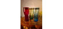  lot 7 grand verres teinté a limonade double liseré or 1950 