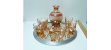 Service art-déco en verre avec carafe