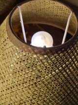 paire lampe boule bois massif  70 a 80 abat jour neuf osier 