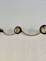 Portemanteau vintage 1960 doré or fin 3 patères - 45 x 7 cm