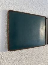 Miroir vintage 1950 triptyque de barbier bleu canard - 22  x