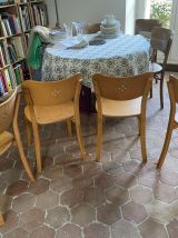 Lot de 4 chaises bistrot années 1960 bois clair