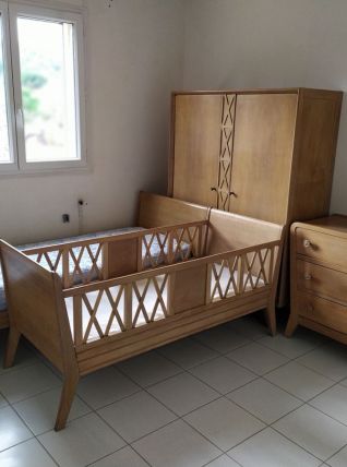 Ensemble rare, chambre d’enfant vintage complète, 4 pièces, 