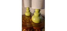 paire lampe de chevet ceram pomme 39x12 elec remis a neuf et