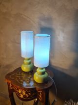 paire lampe de chevet ceram pomme 39x12 elec remis a neuf et