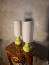 paire lampe de chevet ceram pomme 39x12 elec remis a neuf et