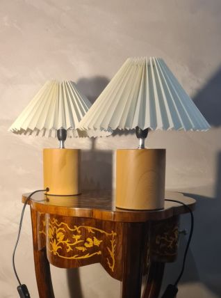 paire de lampes de chevet  bois massif scandinave design 31x