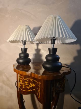 paire de lampes de chevet ceram design scandinave abat jour 