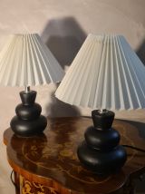 paire de lampes de chevet ceram design scandinave abat jour 