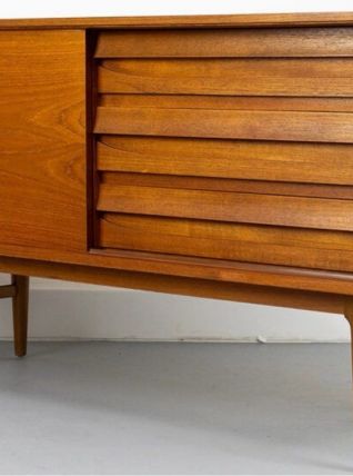 Vintage sideboard in teak with sliding door and drawers, 196