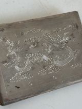 Porte-cigarettes vintage 1900 nacre argenté chinois - 12,5 x