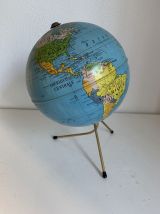 Globe vintage 1960 terrestre doré Taride tripode mappemonde 