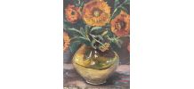 Nature morte bouquet de soucis dans un vase.