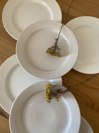 Assiettes plates faience blanche annees 70/80.