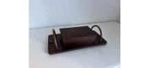 Porte-cigarettes vintage 1960 distributeur bois métal cuivre