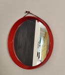 Miroir rouge rond mural vintage années 70 