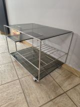 Table basse space age années 70 en verre 
