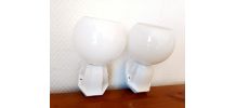 Paire d'appliques porcelaine et opaline art déco 