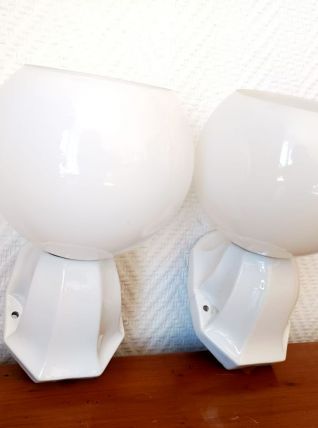 Paire d'appliques porcelaine et opaline art déco 