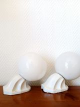 Paire d'appliques porcelaine et opaline art déco 