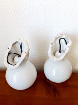 Paire d'appliques porcelaine et opaline art déco 
