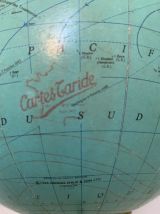 Globe vintage 1969 terrestre tripode verre Taride mappemonde