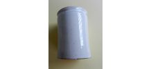 Ancien pot à confiture en terre cuite émaillée blanche