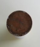 Ancien pot à confiture en terre cuite émaillée blanche