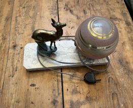 Lampe de Table Vintage Années 50/60 - Biche en Bronze et Glo