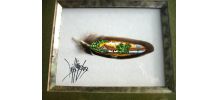 Paysage miniature peint sur plume d’oiseau 
