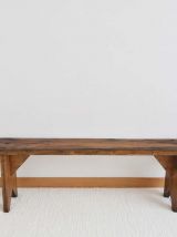 Paire de bancs de ferme en bois massif 