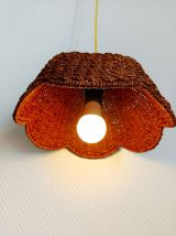 Paire de suspensions osier fleurs vintage