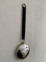 Miroir vintage 1960 oeil de sorcière ruban vert - 20 x 67 cm