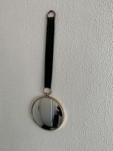 Miroir vintage 1960 oeil de sorcière ruban vert - 20 x 67 cm
