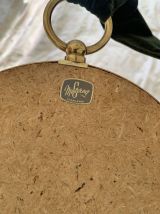 Miroir vintage 1960 oeil de sorcière ruban vert - 20 x 67 cm