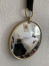 Miroir vintage 1960 oeil de sorcière ruban vert - 20 x 67 cm