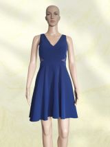 Robe Courte de Soirée Bleu Marine - Coupe Patineuse &amp; Détail