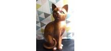 statuette bois chat assis 