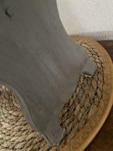 Petit banc repose pied bois massif gris ardoise.