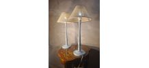 paire de lampes de chevet bois laqué gris bleuté  48x25 aux 