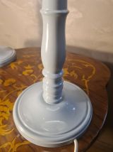 paire de lampes de chevet bois laqué gris bleuté  48x25 aux 