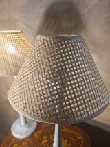 paire de lampes de chevet bois laqué gris bleuté  48x25 aux 