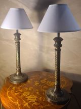 paire de lampes de chevet acier patiné 47x20         elec ok