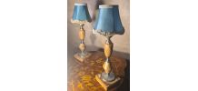 Paire de lampes de chevet  marbre classic 1970,abat jour neu