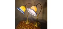 paire de lampes de chevet laiton 40x32 abat jour pate de ver